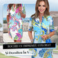 Rochie colorată imprimată cu decolteu în V