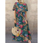 👗 Nou stil rotund gât rotund gât Casual Femei Retro imprimat Loose fusta lungă
