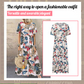 👗 Nou stil rotund gât rotund gât Casual Femei Retro imprimat Loose fusta lungă