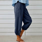Bumbac Lin Straight Leg Wide Leg Pantaloni pentru femei