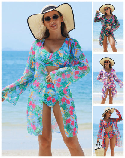 🏖️👙 Costum de baie imprimat sexy pentru femei, set de 3 piese