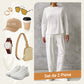 Set de 2 piese cu bluză cu mâneci lungi și gât rotund și pantaloni