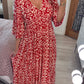 🔥 Vânzare Fierbinte 🧡 Rochie Lungă Casual cu Imprimat Bohemian și Guler în V