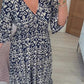 🔥 Vânzare Fierbinte 🧡 Rochie Lungă Casual cu Imprimat Bohemian și Guler în V