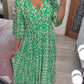 🔥 Vânzare Fierbinte 🧡 Rochie Lungă Casual cu Imprimat Bohemian și Guler în V