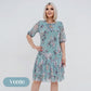 Rochie lungă elegantă cu mânecă scurtă plisată pentru femei
