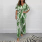 Femei de vară la modă de vară Leaf Print Plus Dimensiune Bodysuit cu talie elastică