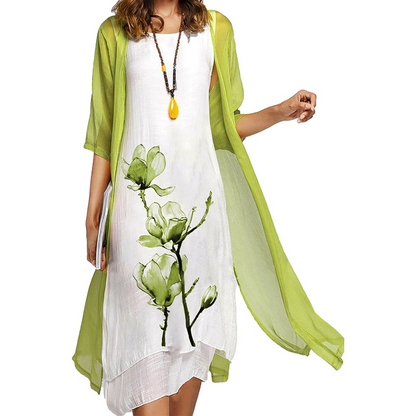 🌸 Rochie din două piese pentru femei, cu imprimeu floral