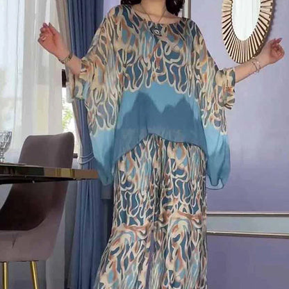 🦋🌸 Top lejer și pantaloni imprimați✨