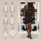 Women's Sexy V-Neck Mesh Rhinestone Bodycon Dress