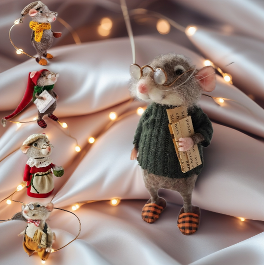 🎅🎄Șoarece drăguț cu ac de pâslă pentru decorare