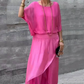 💖Top lejer și pantaloni cu picioare largi șifon 2 piese