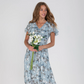 Rochie maxi cu mânecă scurtă imprimată cu flori