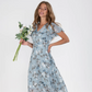 Rochie maxi cu mânecă scurtă imprimată cu flori