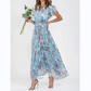 Rochie maxi cu mânecă scurtă imprimată cu flori