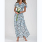 Rochie maxi cu mânecă scurtă imprimată cu flori