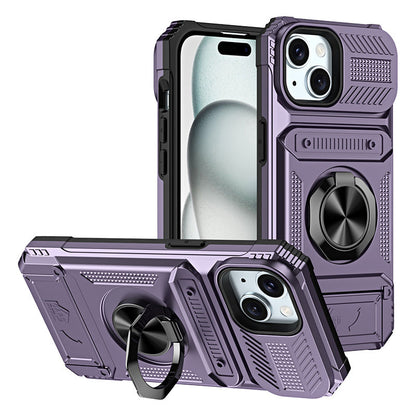 📱Exclusiv pentru iPhone💜 Suport pentru carduri și inel Grip Full-Body Anti-Shock Case🛡️