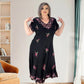 Plus Dimensiune V-neck rochie midi care curge