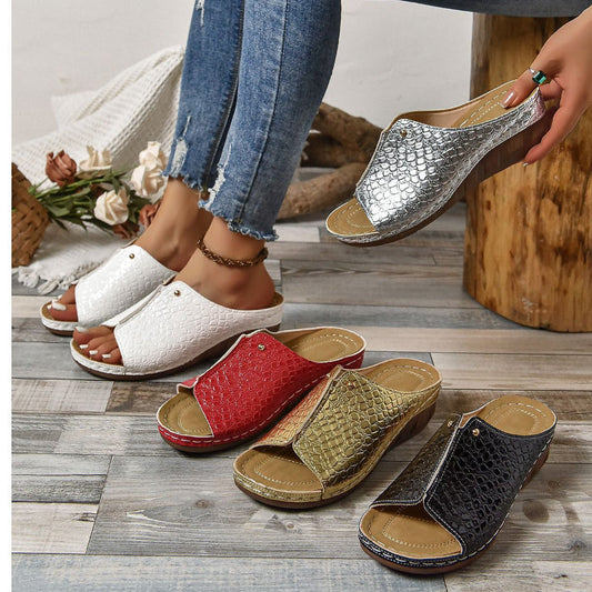 Peep Toe Slip on Wedge Sandale pentru femei