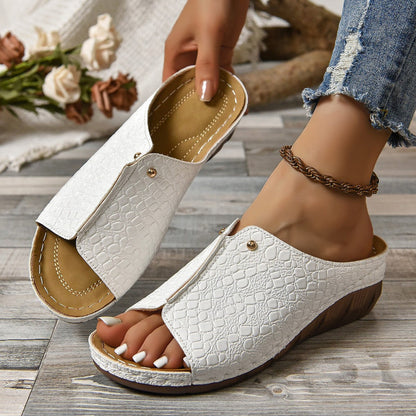 Peep Toe Slip on Wedge Sandale pentru femei