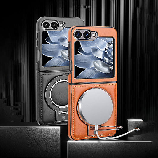 ✨Luxury PU Leather Magnetic Phone Case with Ring Stand for Galaxy Z Flip Series