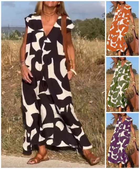 💕Rochie imprimată cu decolteu în V