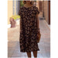 ✨Imprimate rotund gât scurt maneca vrac rochie