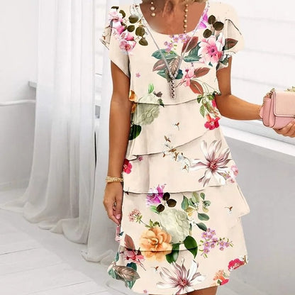 【S-5XL】🌸Rochie în cascadă cu imprimare florală în mai multe plante