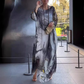 Rochie elegantă din șifon cu imprimeu marmorat