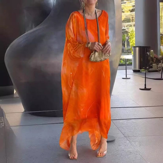 Rochie elegantă din șifon cu imprimeu marmorat