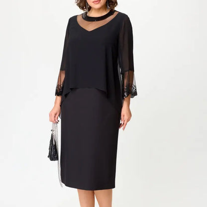 💖Rochii elegante negre cu mânecă 3/4 pentru femei