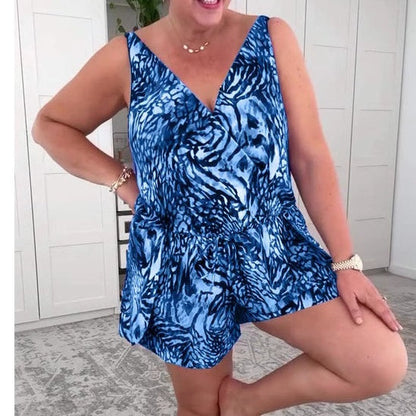 💝 2025 Costum de baie imprimat fără mâneci cu decolteu în V