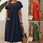 👗Rochie plisată pentru femei cu mâneci scurte și buzunare💃