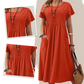 👗Rochie plisată pentru femei cu mâneci scurte și buzunare💃