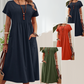 👗Rochie plisată pentru femei cu mâneci scurte și buzunare💃