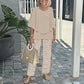 👚  Costum casual pentru femei: Top cu gât rotund și pantaloni imprimați🌿