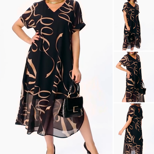 👗 Rochie vaporoasă elegantă cu decolteu în V