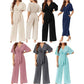💖VÂNZARE FIERBINTE DE VARĂ💖Femei Elegant V-Neck Picior Larg Talie Cravată Jumpsuit