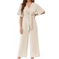 💖VÂNZARE FIERBINTE DE VARĂ💖Femei Elegant V-Neck Picior Larg Talie Cravată Jumpsuit