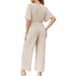 💖VÂNZARE FIERBINTE DE VARĂ💖Femei Elegant V-Neck Picior Larg Talie Cravată Jumpsuit
