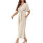 💖VÂNZARE FIERBINTE DE VARĂ💖Femei Elegant V-Neck Picior Larg Talie Cravată Jumpsuit