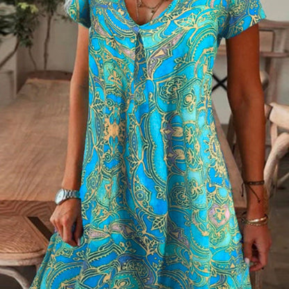 【M-3XL】🌺Rochie elegantă cu imprimare florală și gât în V