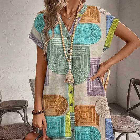 👗 Rochie pentru femei cu model color block suprapus