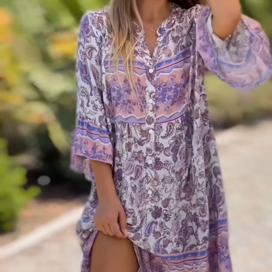 👗 Rochie elegantă cu decolteu în V și imprimeu floral