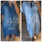 💖Rochie casual din denim imprimată cu decolteu în V