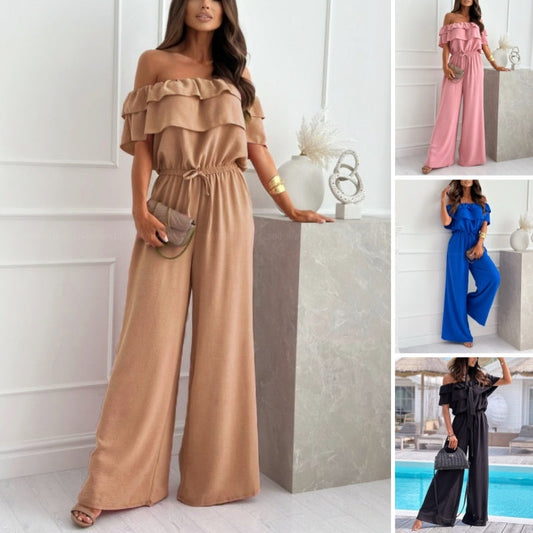 👗Salopetă cu volane fără umăr pentru femei