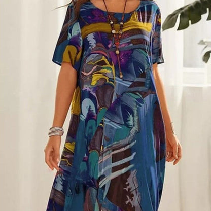 【S-4XL】🌺Rochie fluidă în culori tropicale strălucitoare