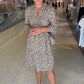 Rochie leopard cu imprimare lejeră, cu decolteu în V