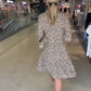Rochie leopard cu imprimare lejeră, cu decolteu în V