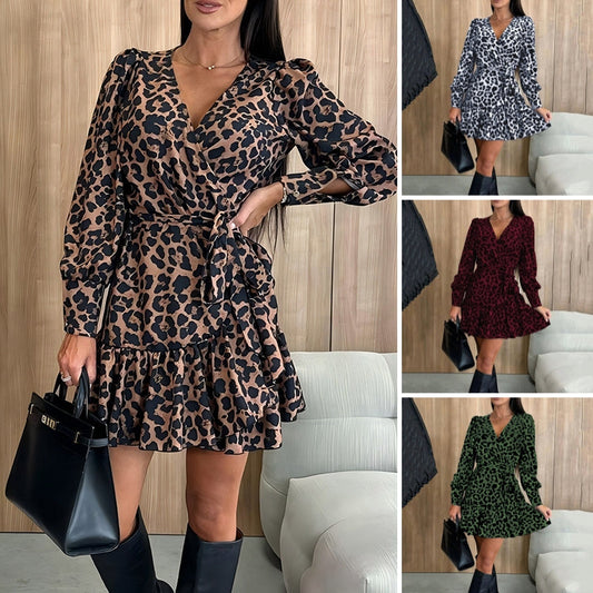 Rochie mini elegantă pentru femei cu imprimeu leopard